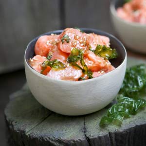 Cebiche de trucha y algas